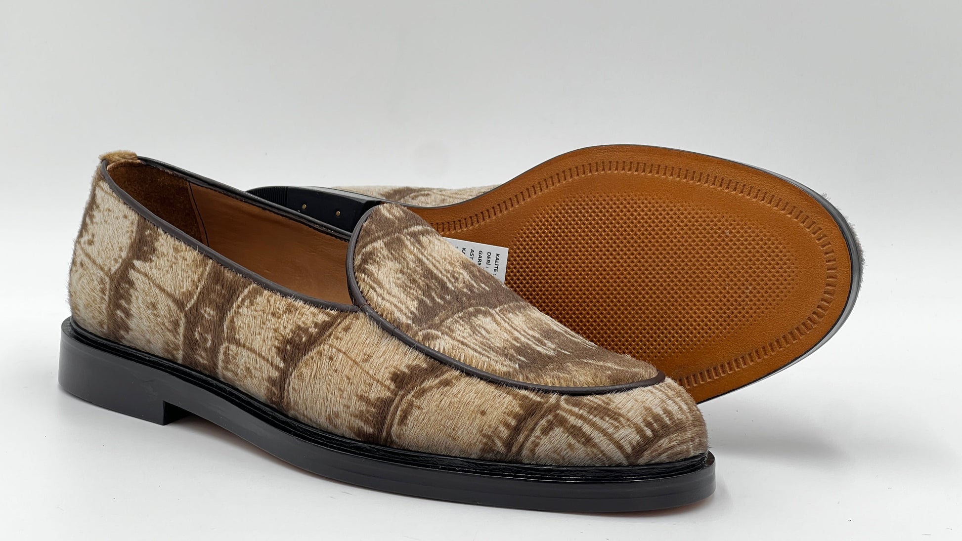 25165 Ponyhair Beıge Double Leather Sole Men Shoes - Alvarenzo shoes