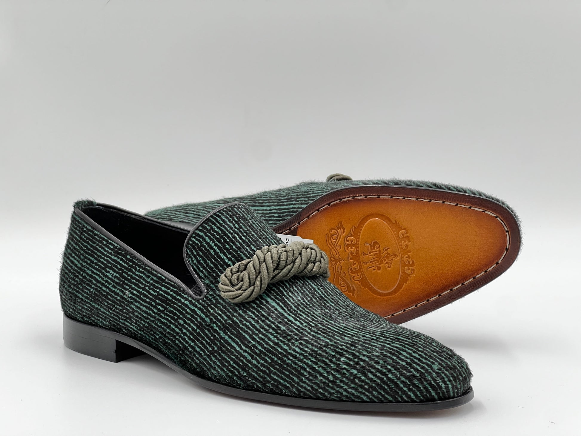 25168 Green Ponyhair Leather Loafer Men Shoes - Alvarenzo shoes