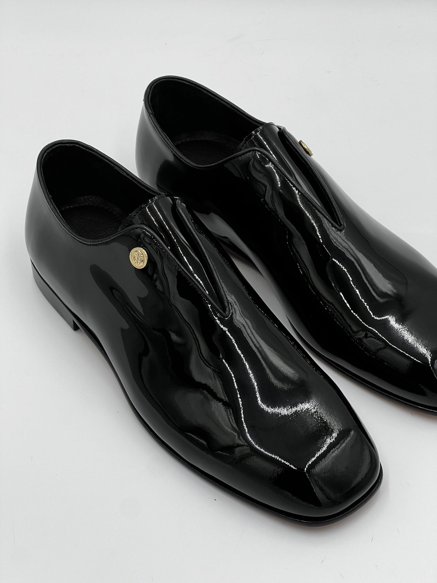 25171 Black Patent leather Squar Mold Men Shoes - Alvarenzo shoes
