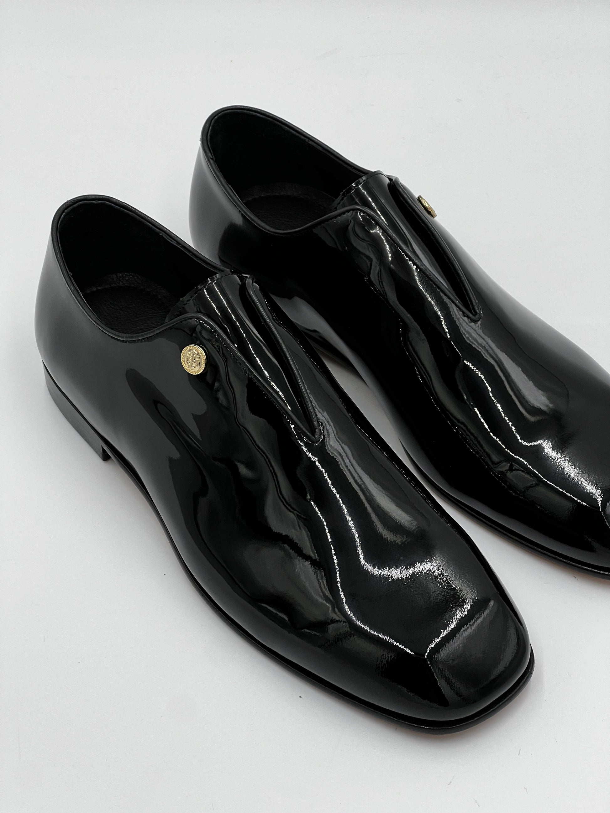 25171 Black Patent leather Squar Mold Men Shoes - Alvarenzo shoes