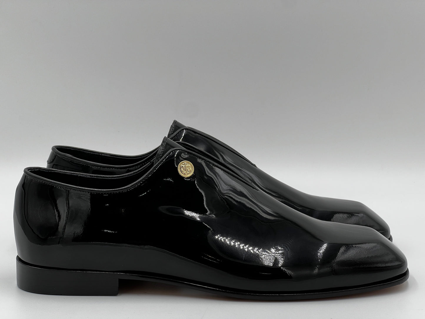 25171 Black Patent leather Squar Mold Men Shoes - Alvarenzo shoes