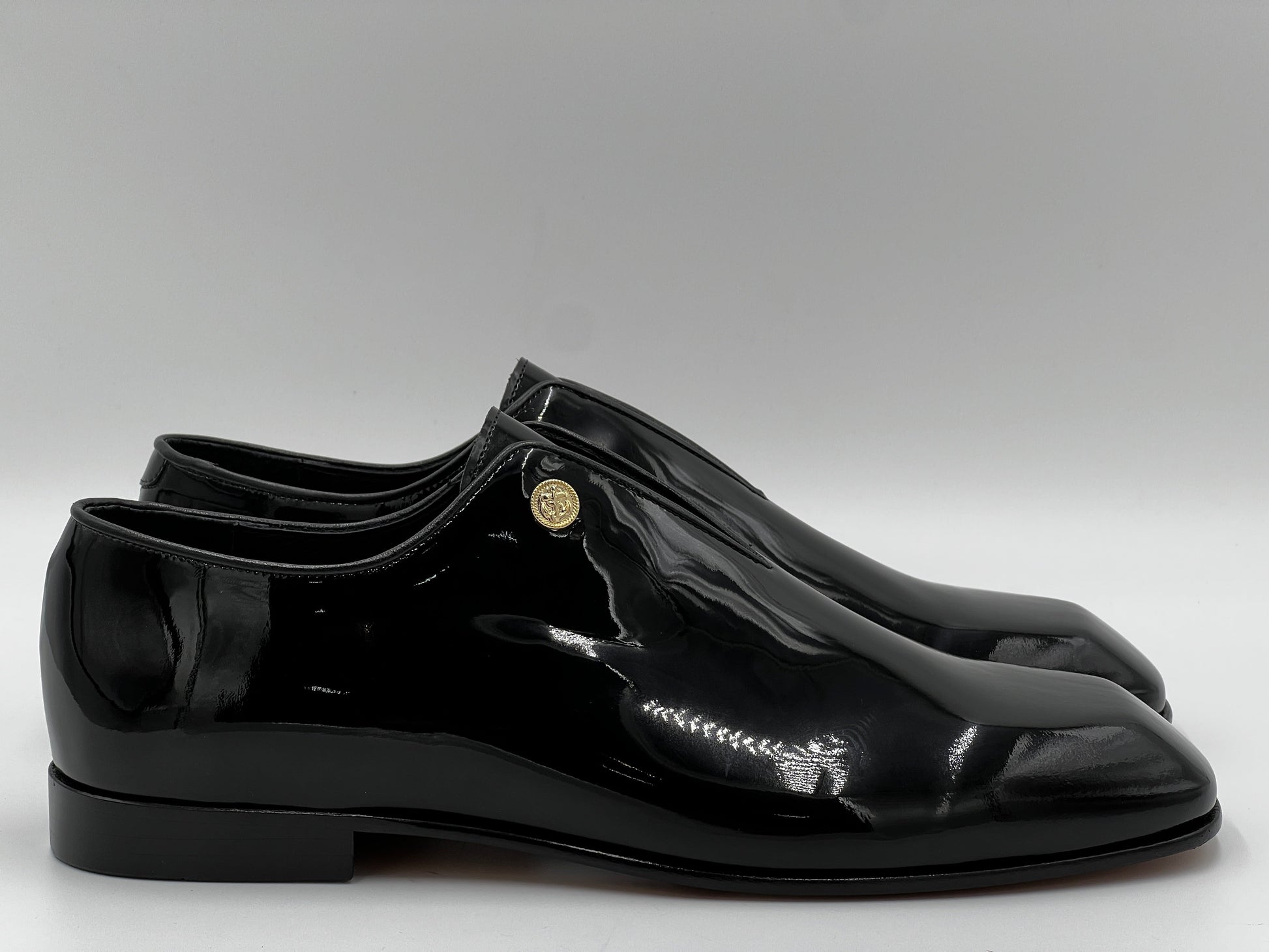 25171 Black Patent leather Squar Mold Men Shoes - Alvarenzo shoes