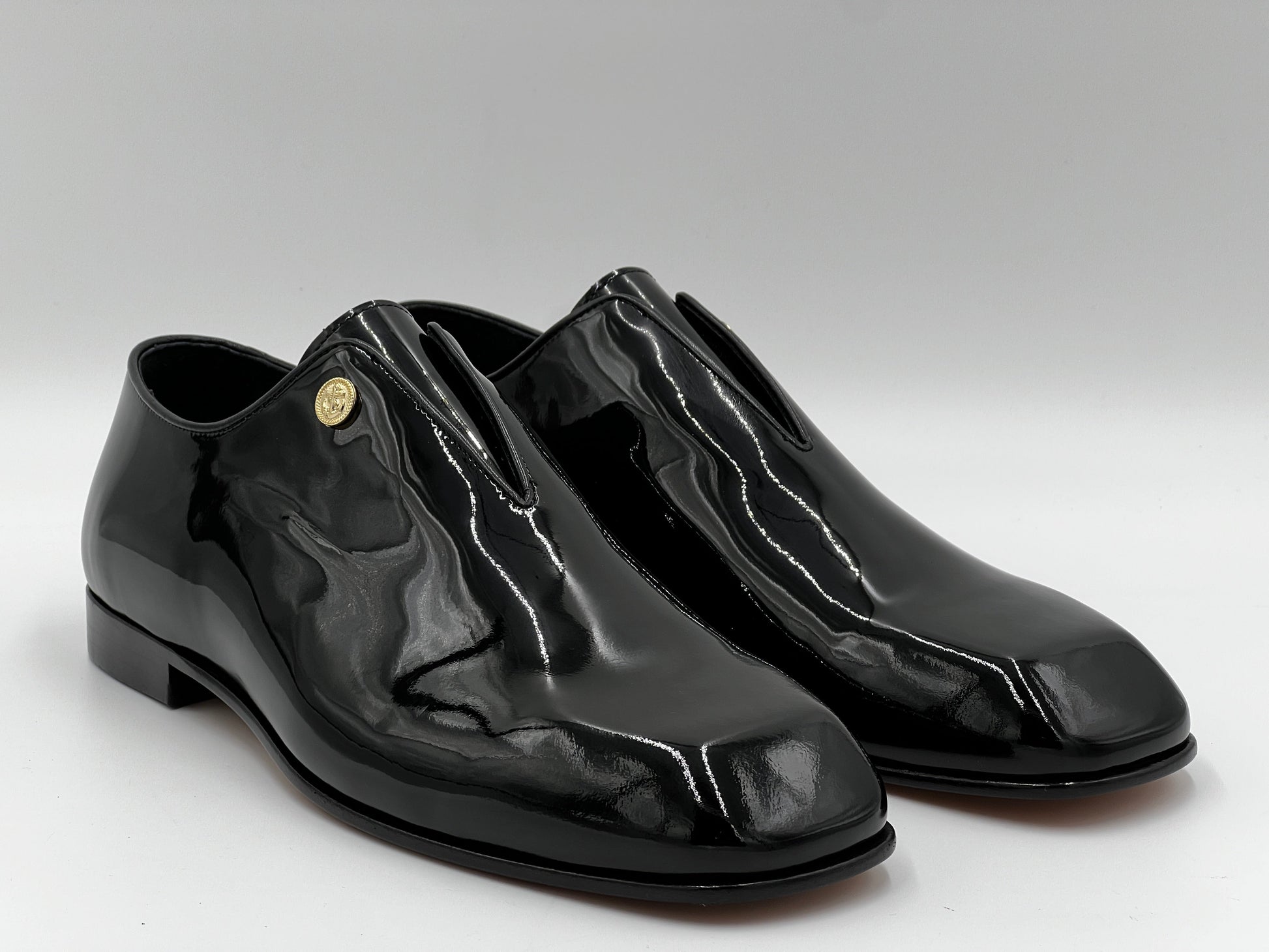 25171 Black Patent leather Squar Mold Men Shoes - Alvarenzo shoes