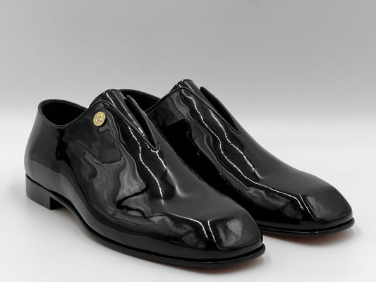 25171 Black Patent leather Squar Mold Men Shoes - Alvarenzo shoes