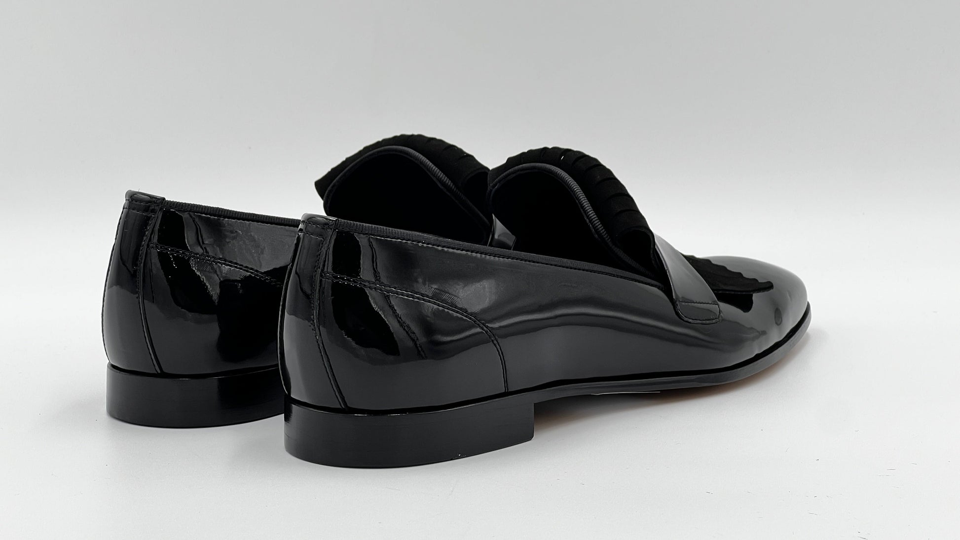25176 Black Fringed Patent Leather Men Loafer Shoes - Alvarenzo shoes