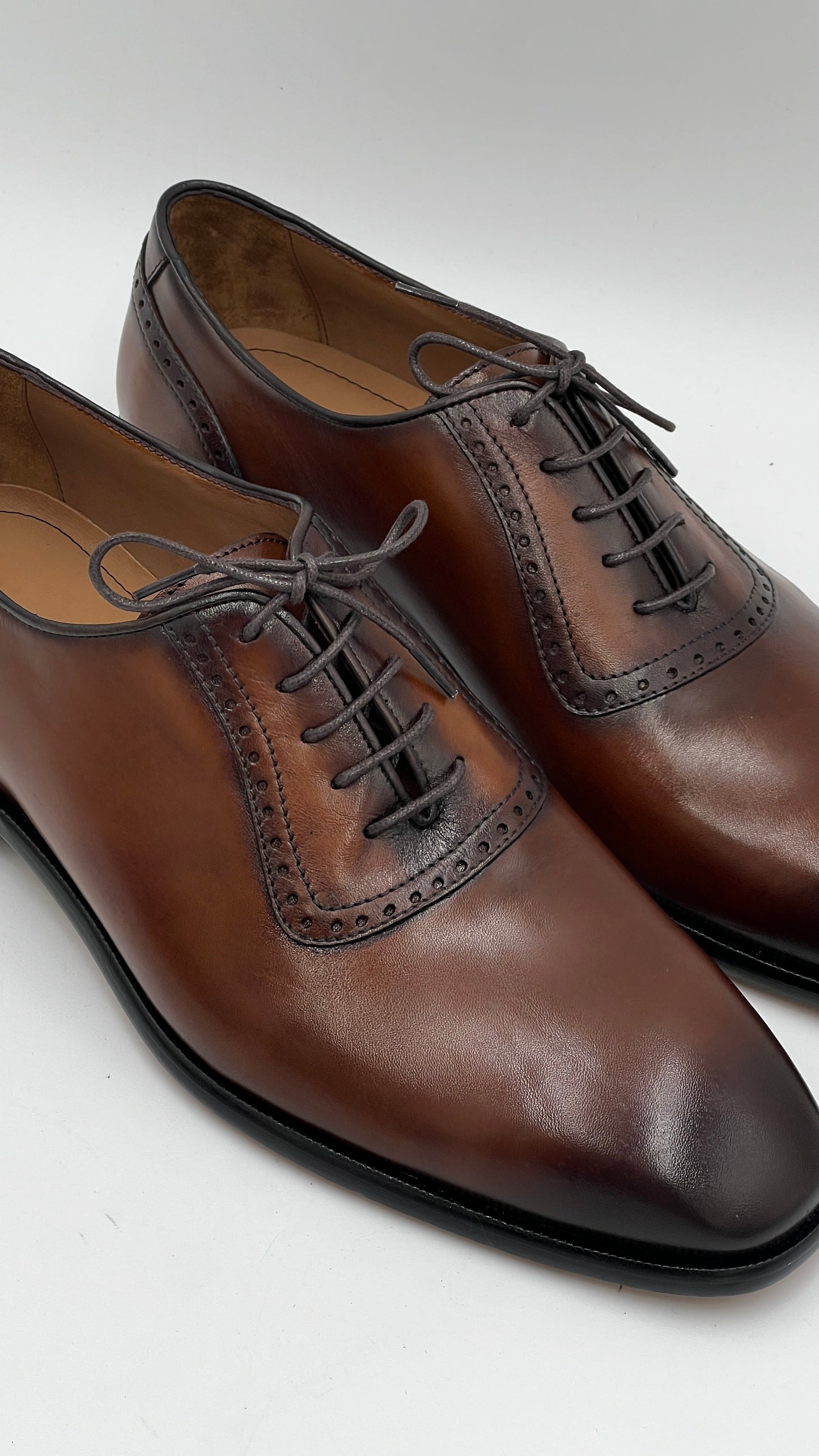 25178 Cognac Naturel Leather Men Laceup Shoes - Alvarenzo shoes