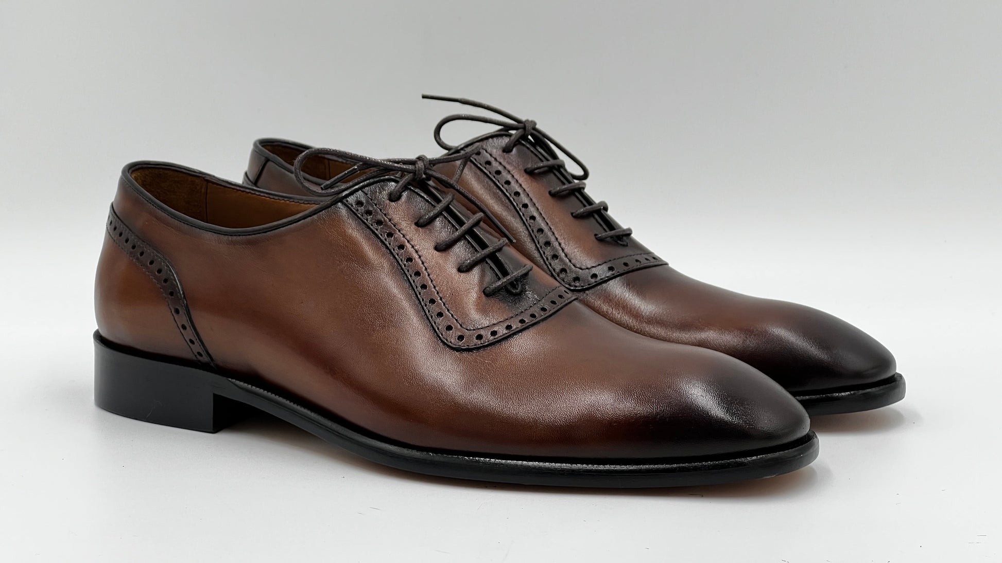 25178 Cognac Naturel Leather Men Laceup Shoes - Alvarenzo shoes