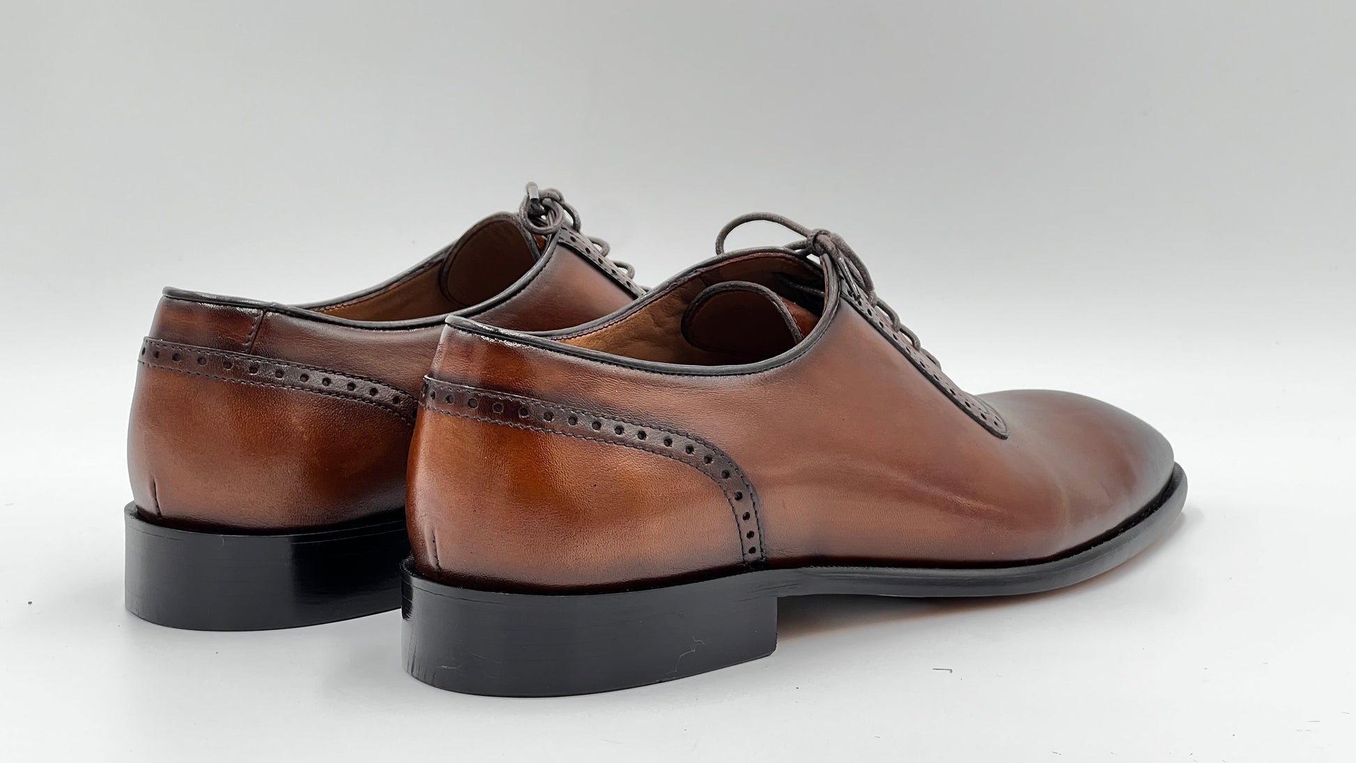 25178 Cognac Naturel Leather Men Laceup Shoes - Alvarenzo shoes