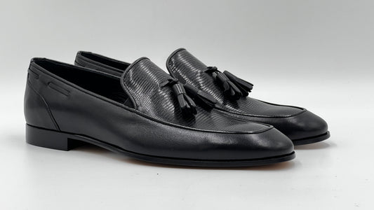 25180 Black Leather Loafer Men Shoes - Alvarenzo shoes