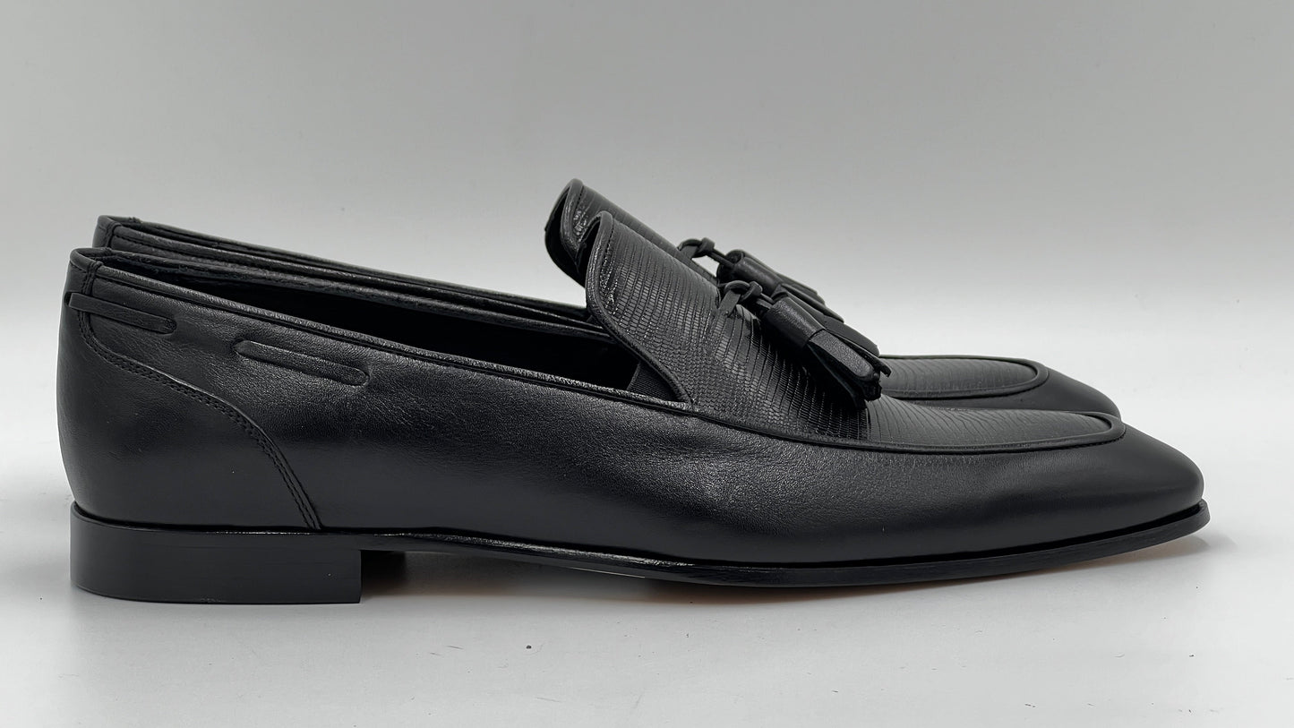 25180 Black Leather Loafer Men Shoes - Alvarenzo shoes