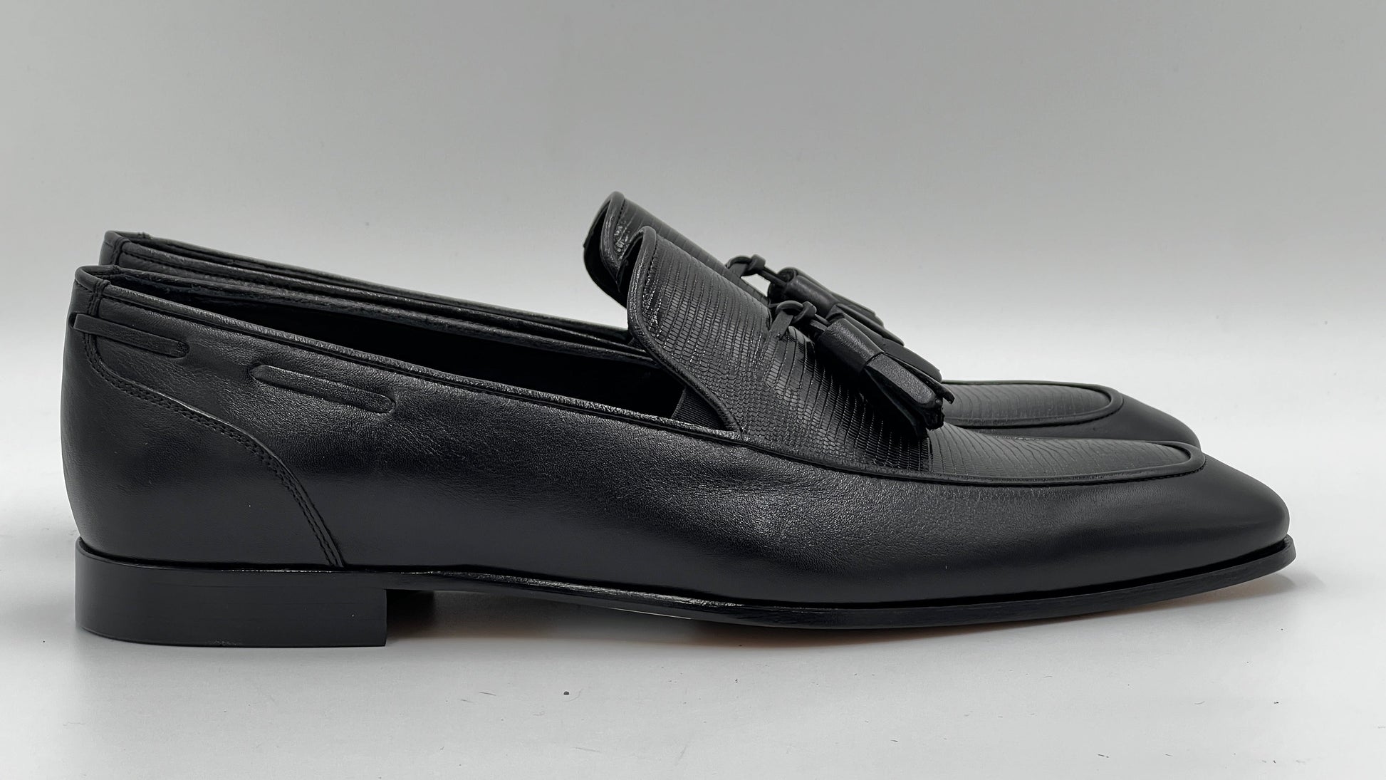 25180 Black Leather Loafer Men Shoes - Alvarenzo shoes