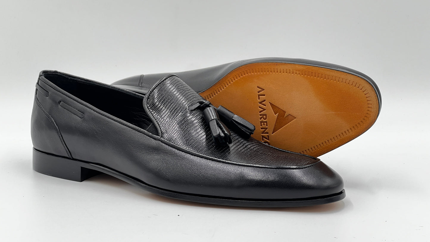 25180 Black Leather Loafer Men Shoes - Alvarenzo shoes