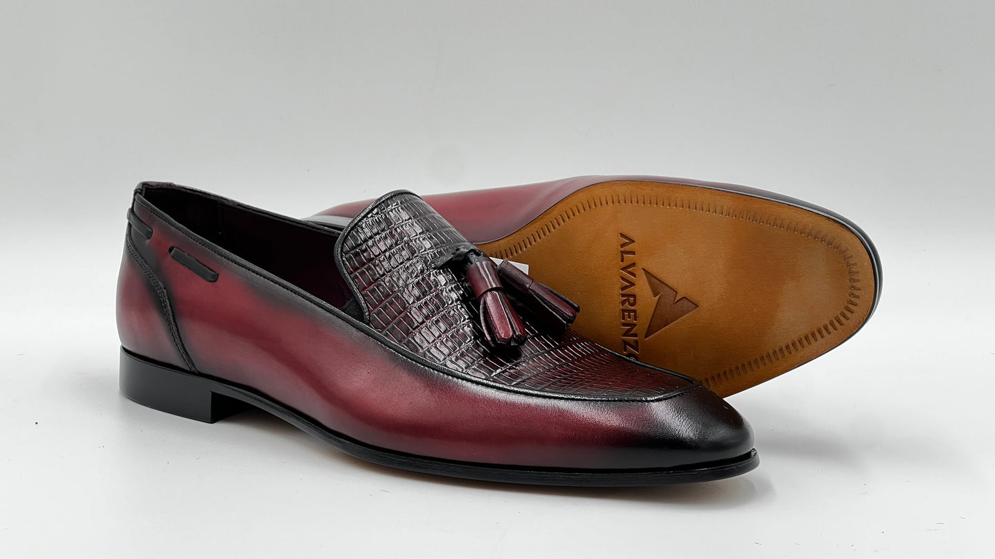 25180 Burgundy Leather Loafer Men Shoes - Alvarenzo shoes