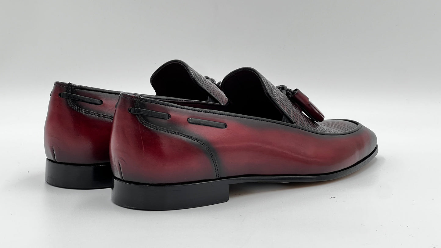 25180 Burgundy Leather Loafer Men Shoes - Alvarenzo shoes