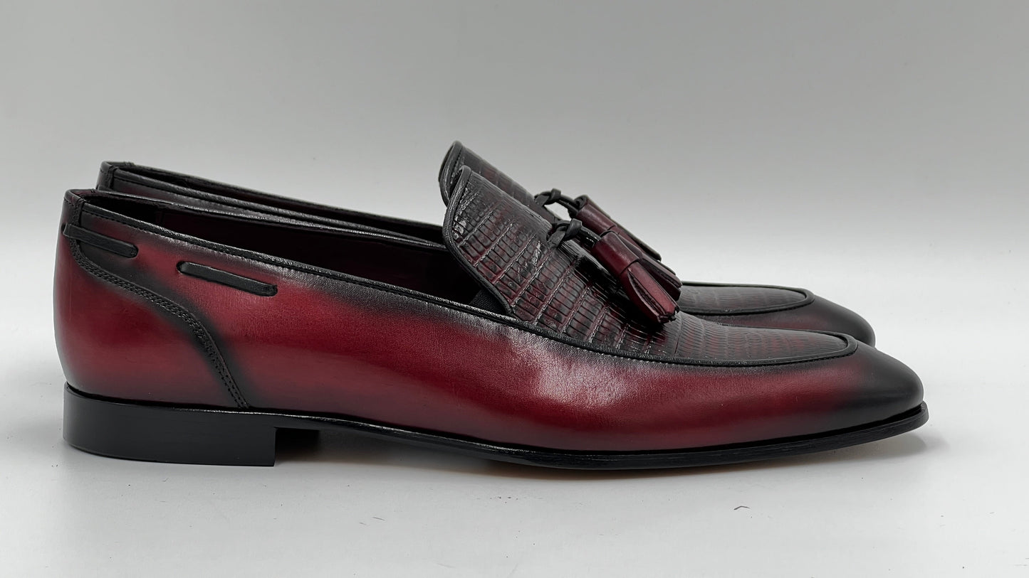 25180 Burgundy Leather Loafer Men Shoes - Alvarenzo shoes