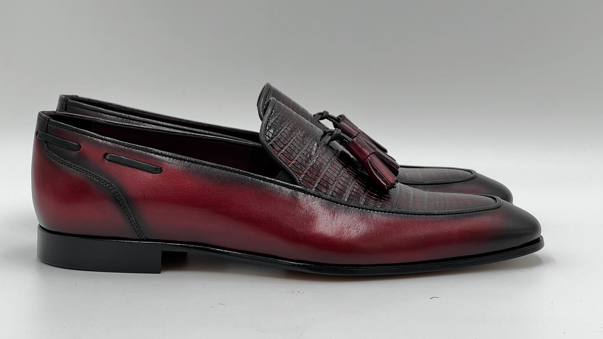 25180 Burgundy Leather Loafer Men Shoes - Alvarenzo shoes