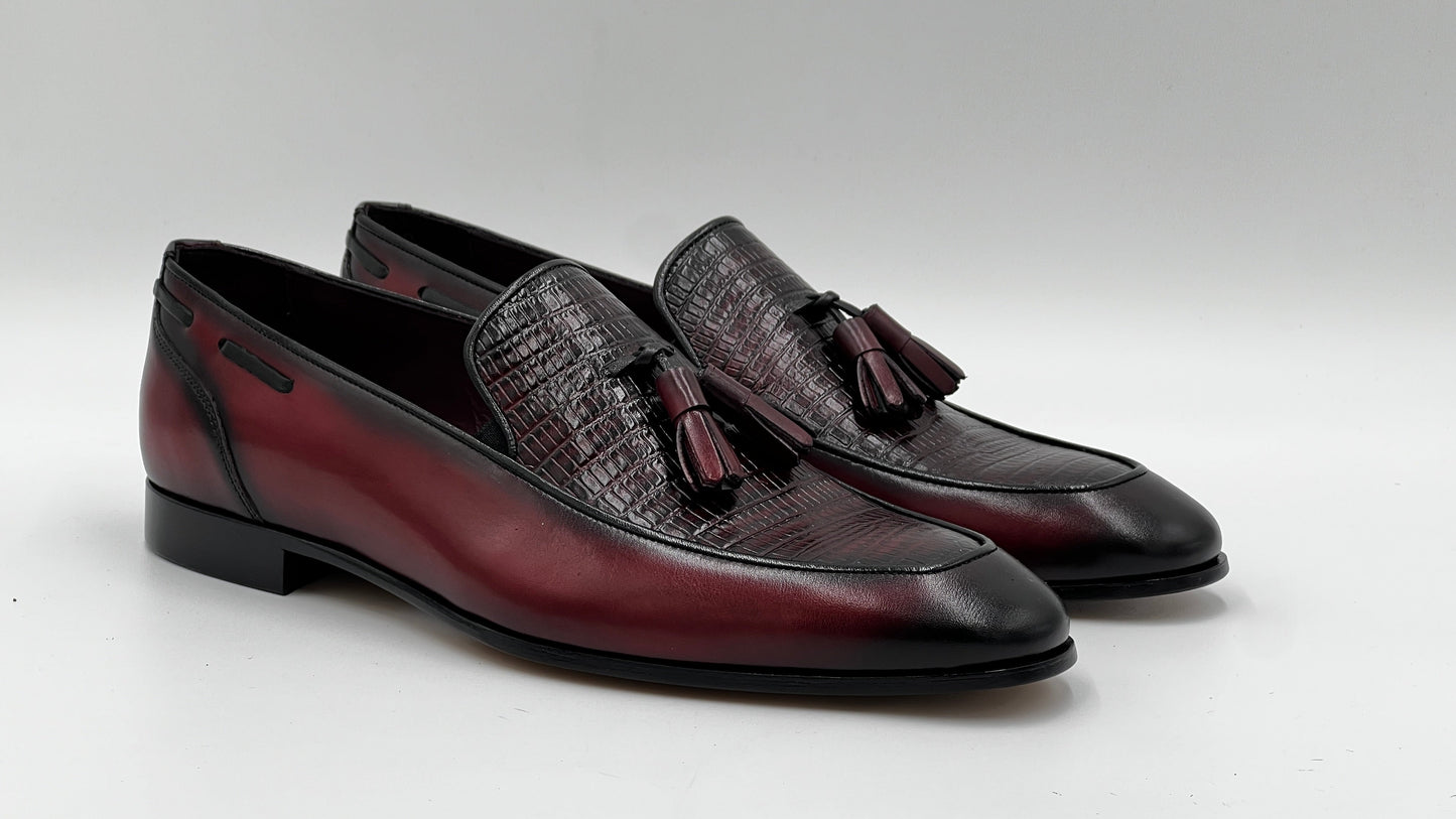 25180 Burgundy Leather Loafer Men Shoes - Alvarenzo shoes