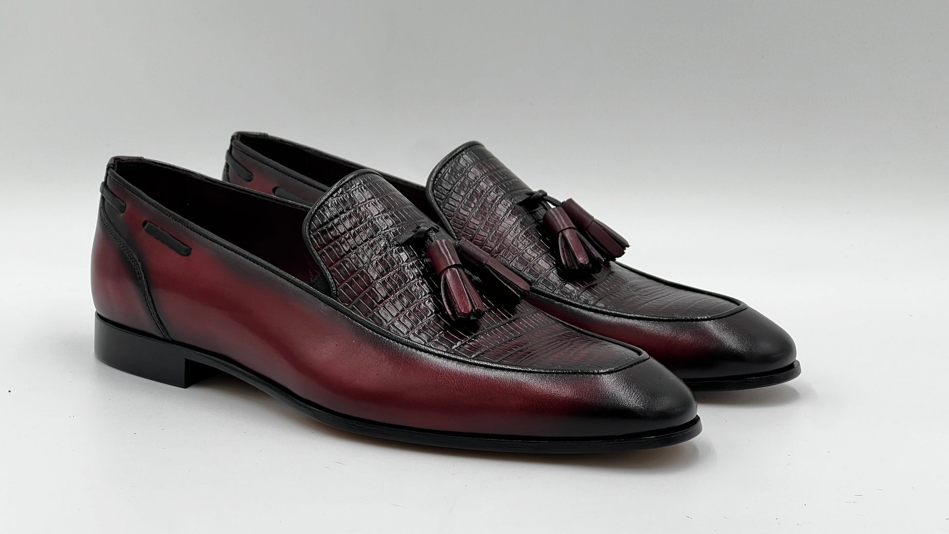 25180 Burgundy Leather Loafer Men Shoes - Alvarenzo shoes