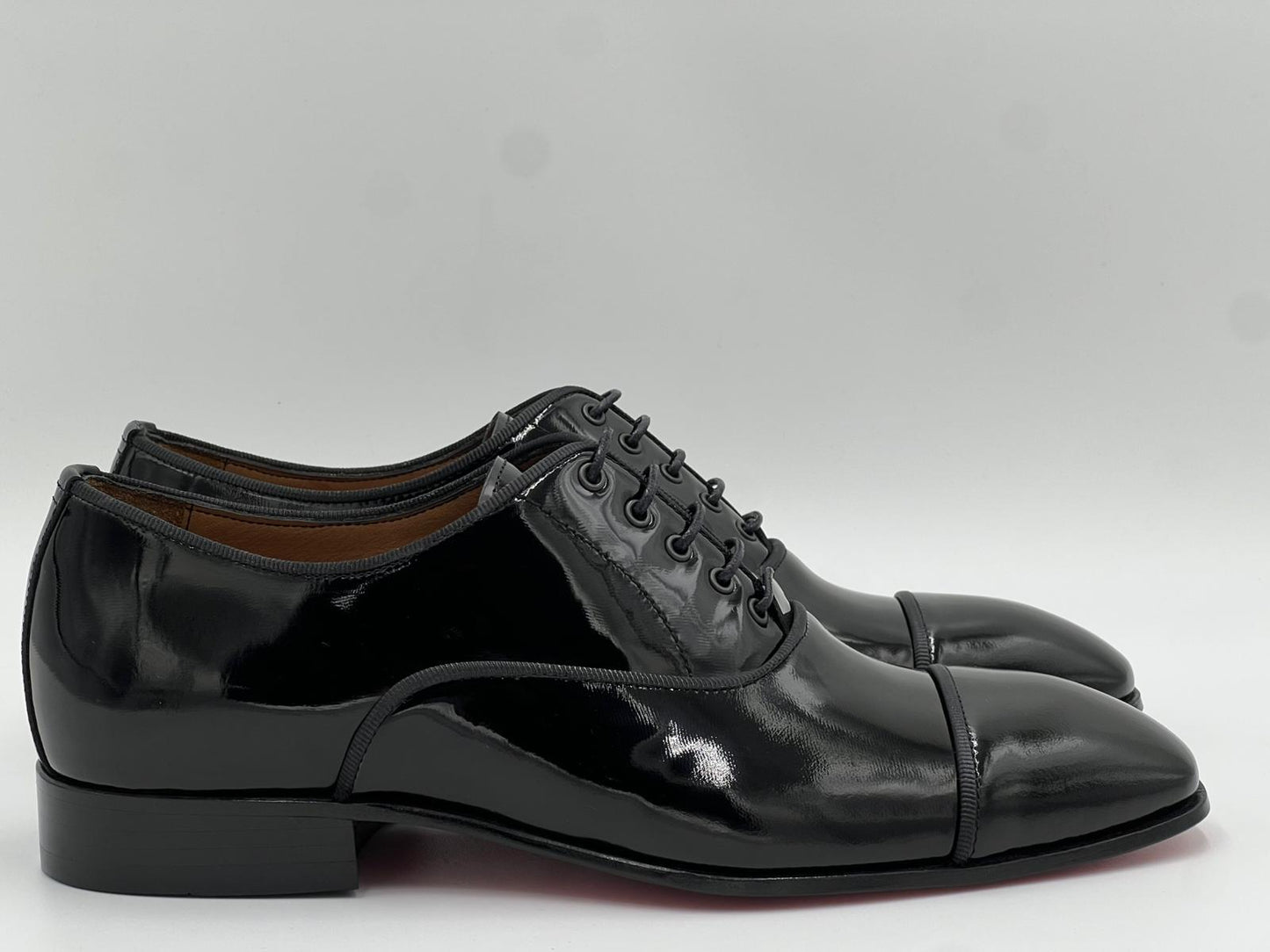 25182 Salva Black Patent Leather Red Sole Laceup Men Shoes - Alvarenzo shoes