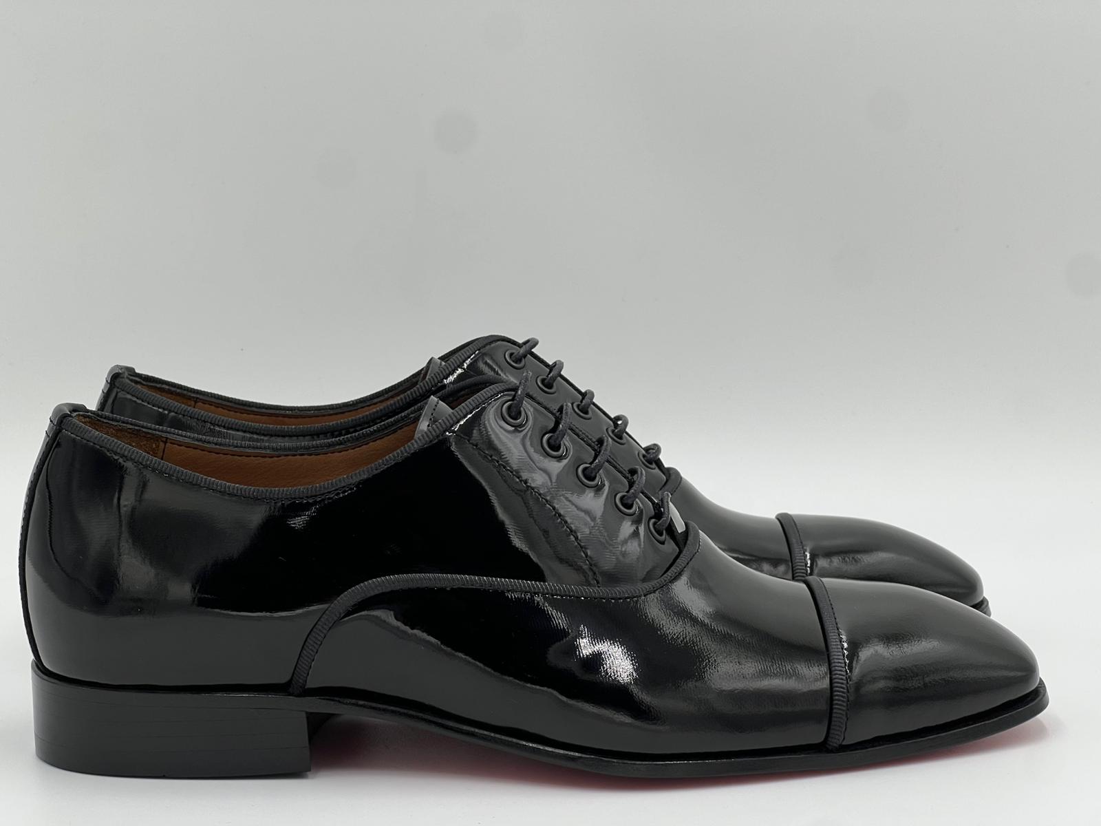 25182 Salva Black Patent Leather Red Sole Laceup Men Shoes - Alvarenzo shoes