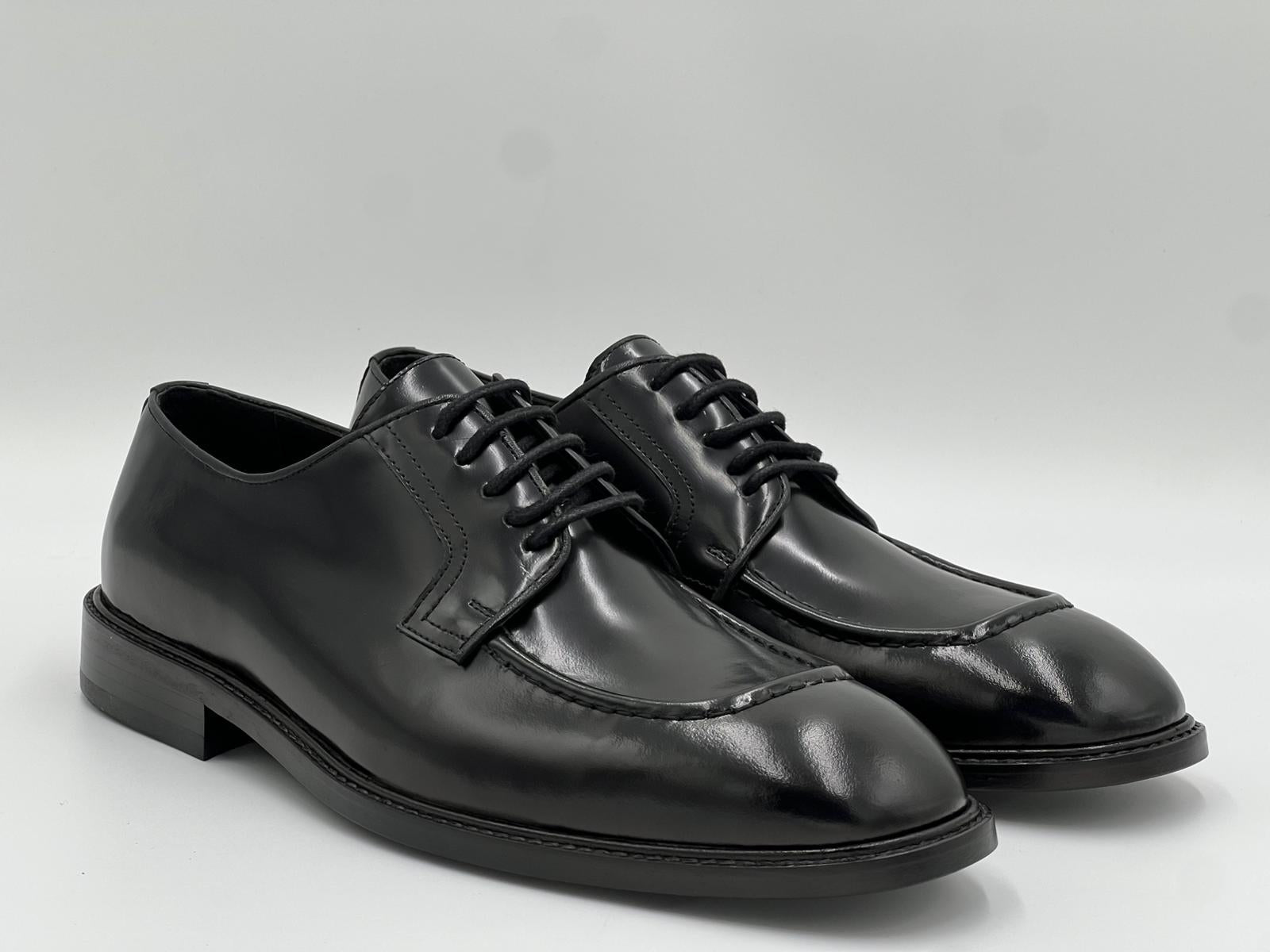 26001 Black Laceup Men Leather Shoes - Alvarenzo shoes