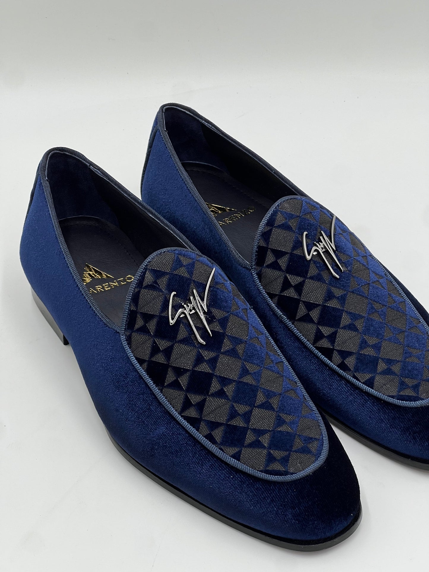 26057 Blue Velvet Loafer Leather Sole - Alvarenzo shoes