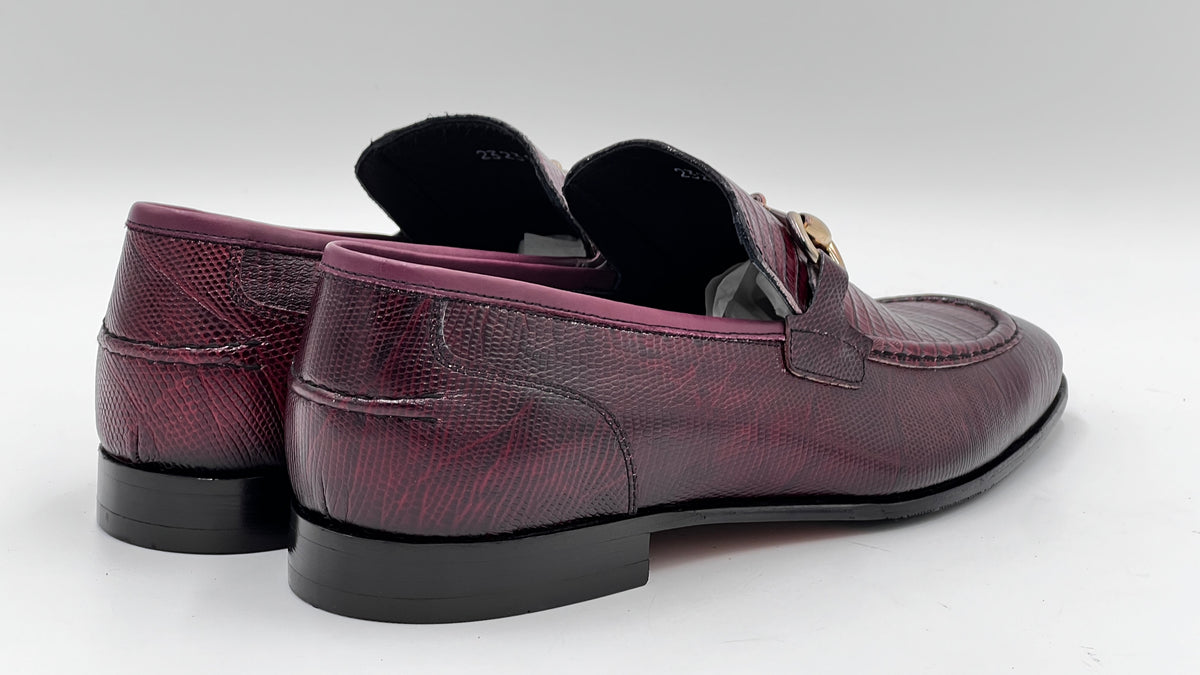 Burgundy Gold Buckle Loafer