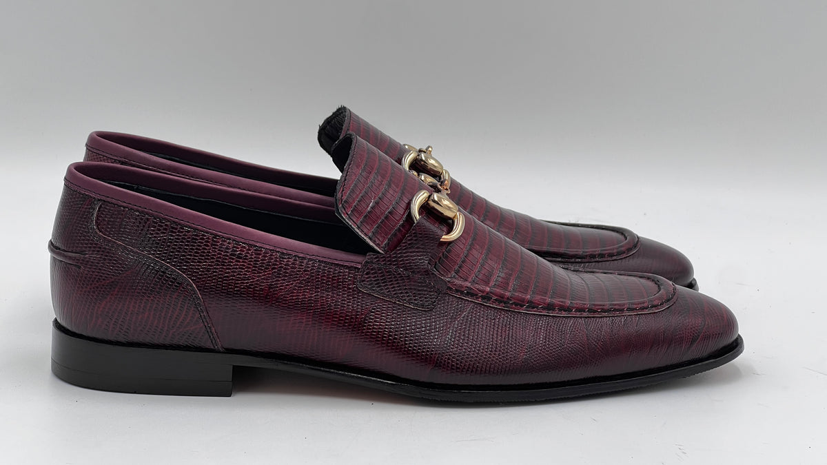 Burgundy Gold Buckle Loafer