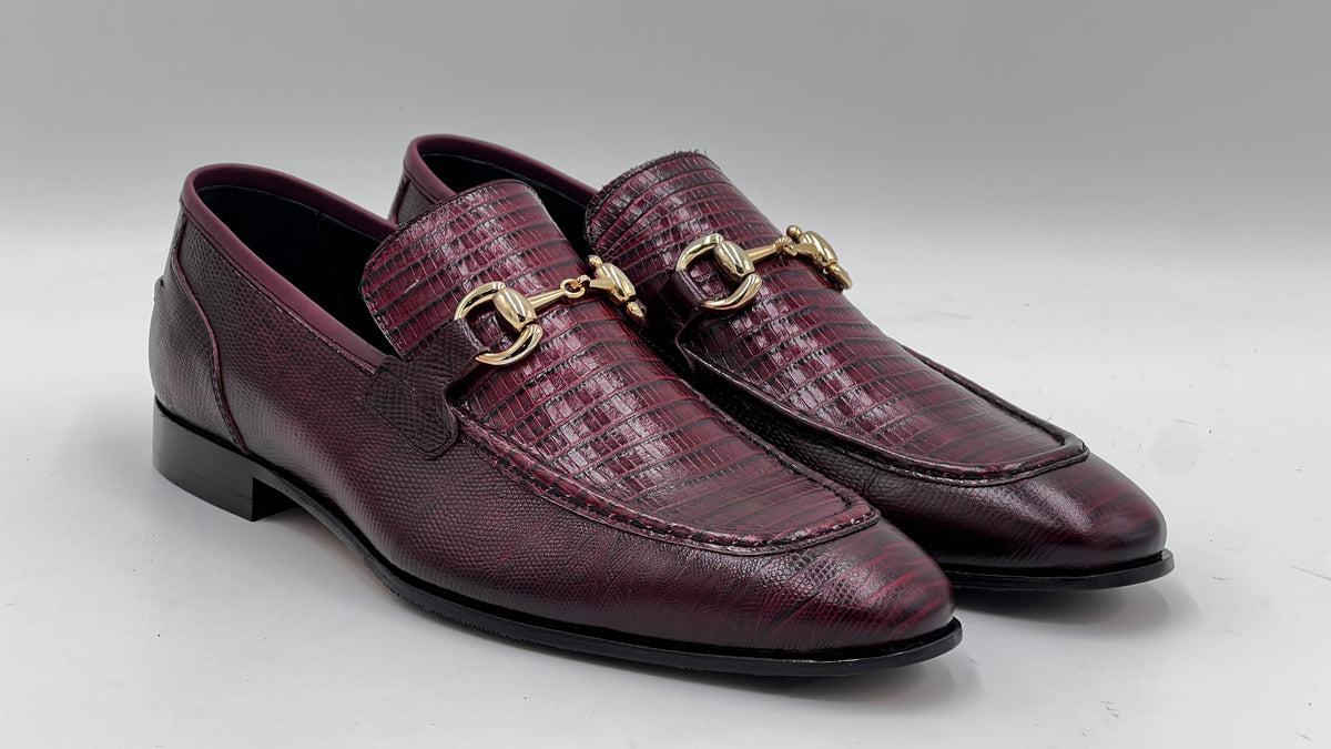 Burgundy Gold Buckle Loafer