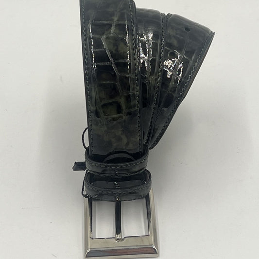 Black Crocodile Pattern Belt - Alvarenzo shoes
