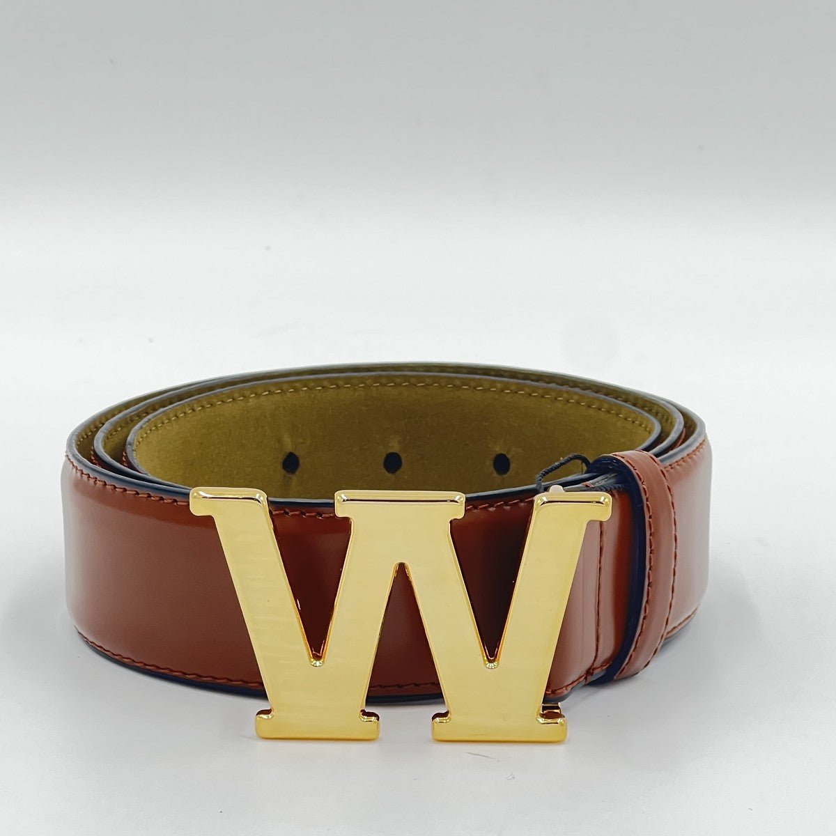 Brown W Buckle Belt - Alvarenzo shoes
