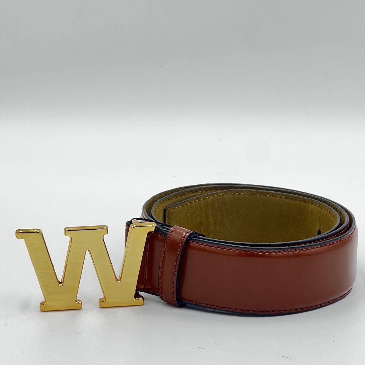 Brown W Buckle Belt - Alvarenzo shoes