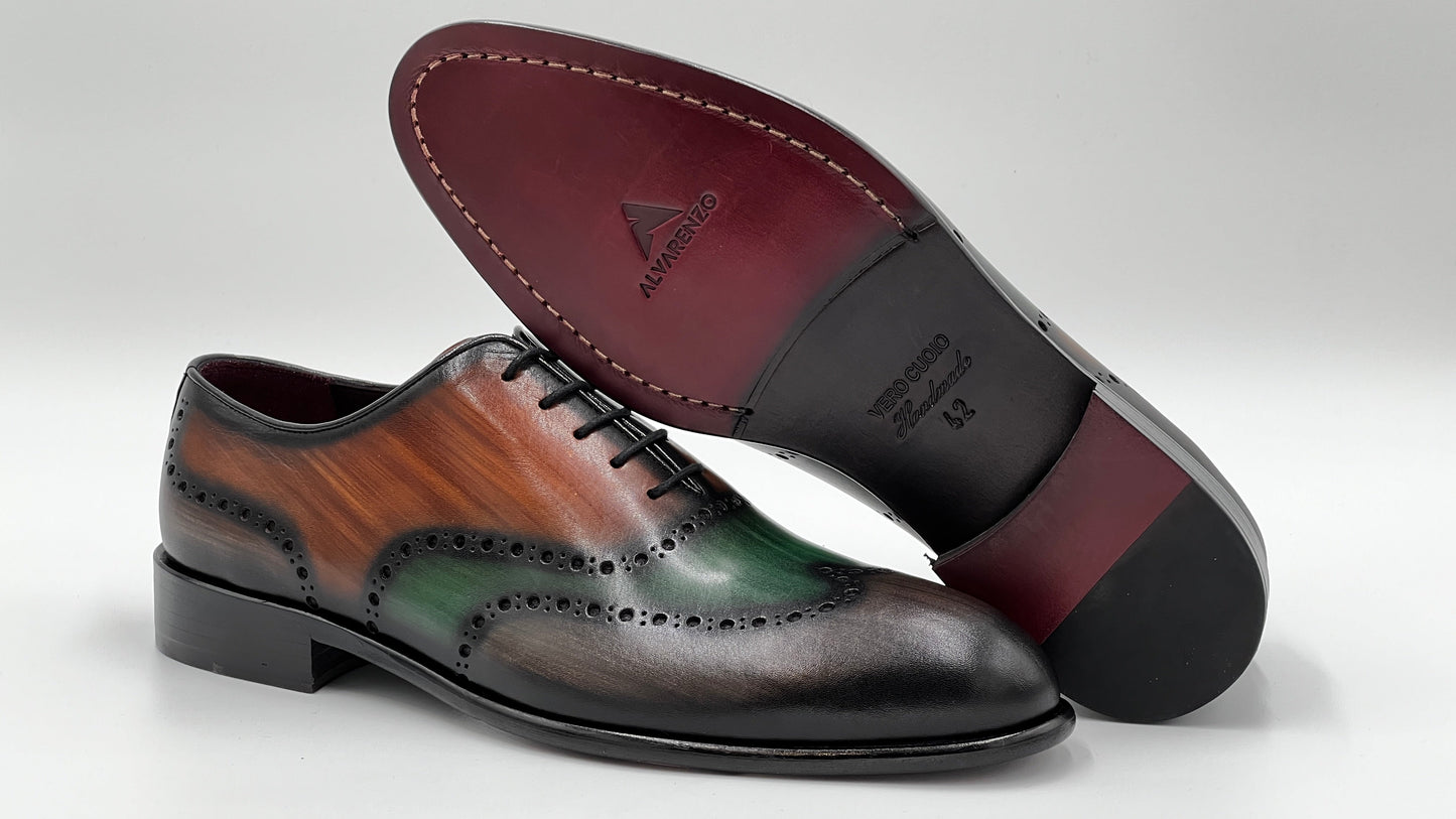 DOMO Handpaint Wholecut Oxford Colorful Leather Shoes - Alvarenzo shoes
