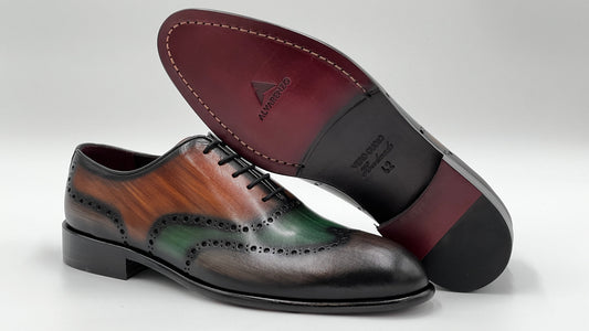 DOMO Handpaint Wholecut Oxford Colorful Leather Shoes - Alvarenzo shoes