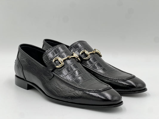 E23AY239 Genuine Leather Loafer — Black - Alvarenzo shoes