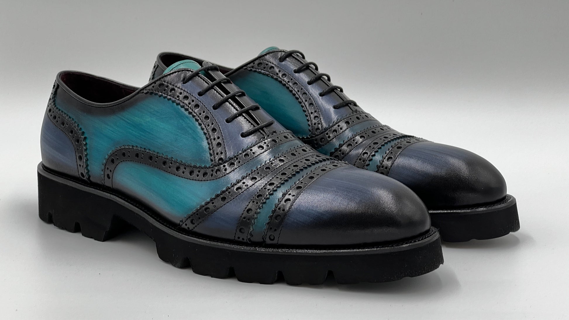 FROY Handpaint Dual Color Laceup Leather Shoes - Alvarenzo shoes