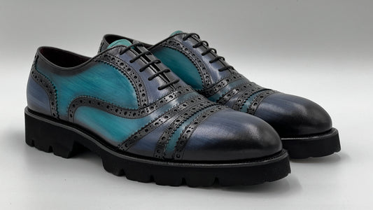 FROY Handpaint Dual Color Laceup Leather Shoes - Alvarenzo shoes