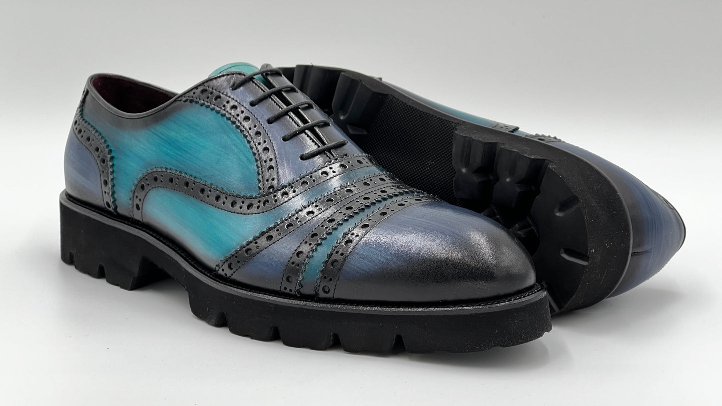 FROY Handpaint Dual Color Laceup Leather Shoes - Alvarenzo shoes