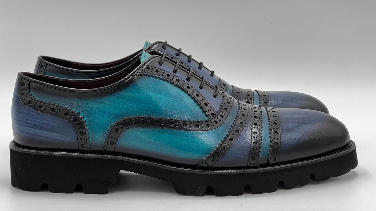 FROY Handpaint Dual Color Laceup Leather Shoes - Alvarenzo shoes