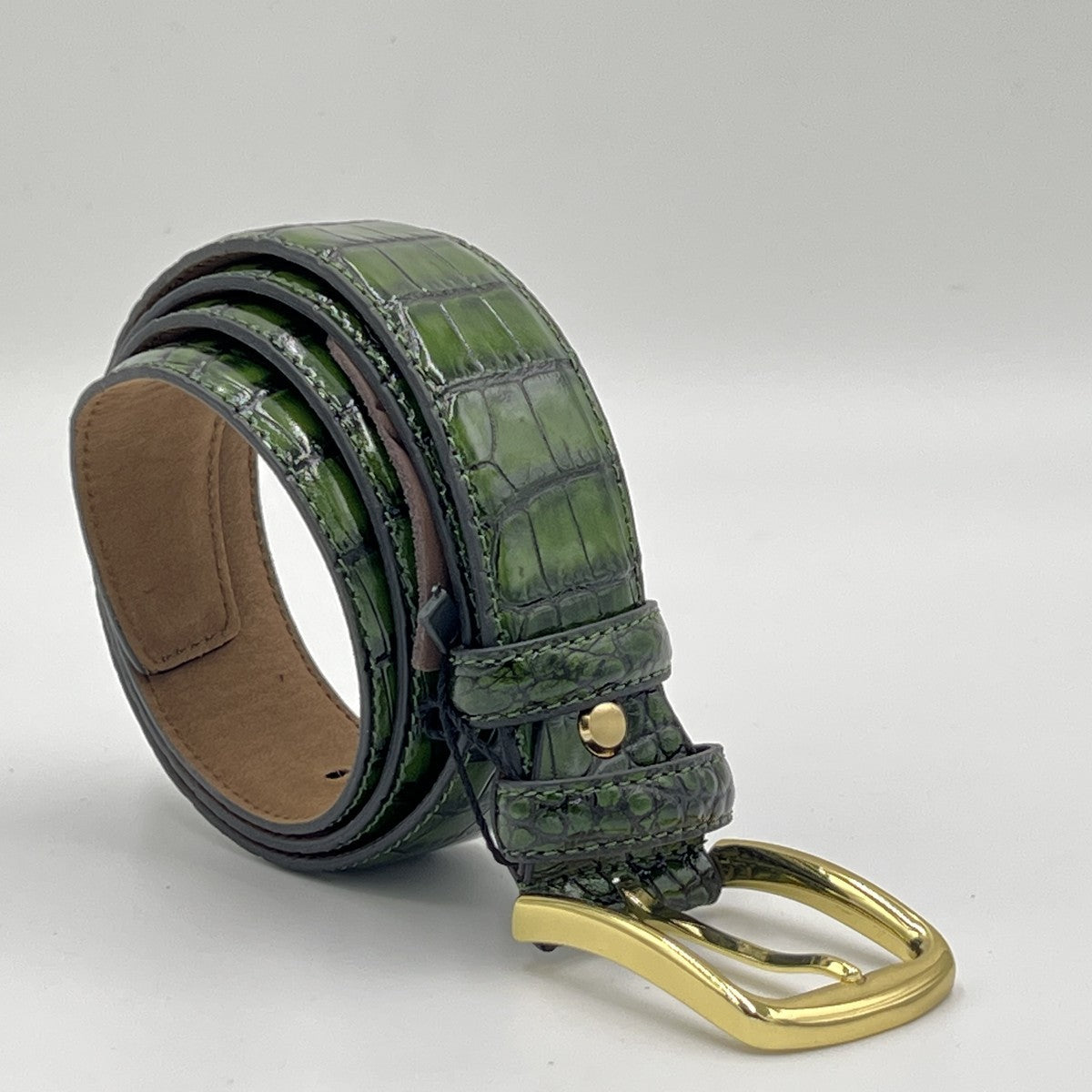Green Crocodile Pattern Belt - Alvarenzo shoes