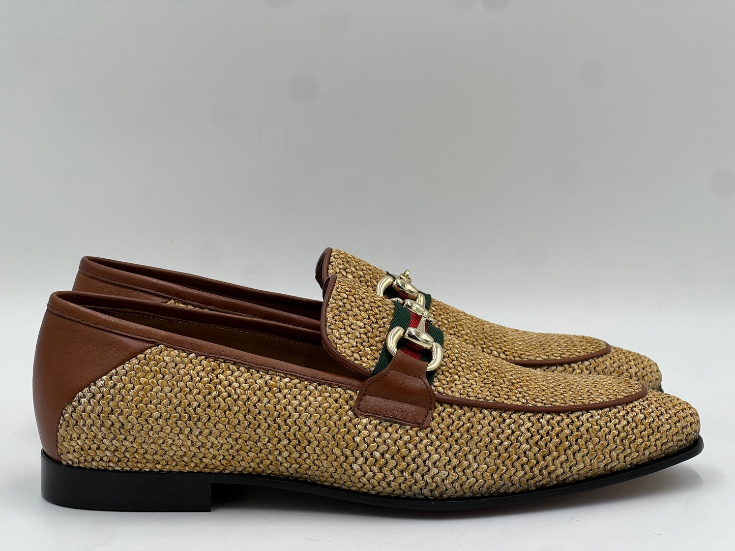 Horsebit Woven Raffia & Leather Loafer — Natural/Cognac - Alvarenzo shoes