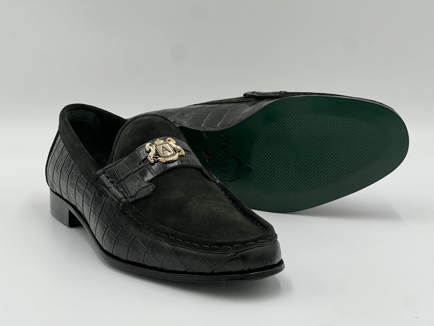 ALVA Green Loafer Suede Gold Accesorize