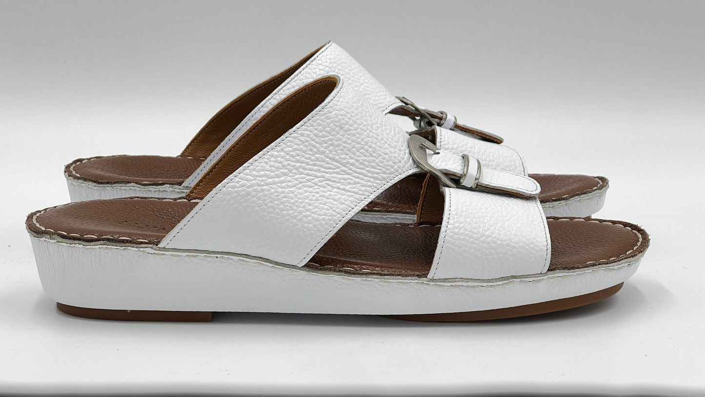 Pantuflas de piel blanca suave tejidas a mano SAND