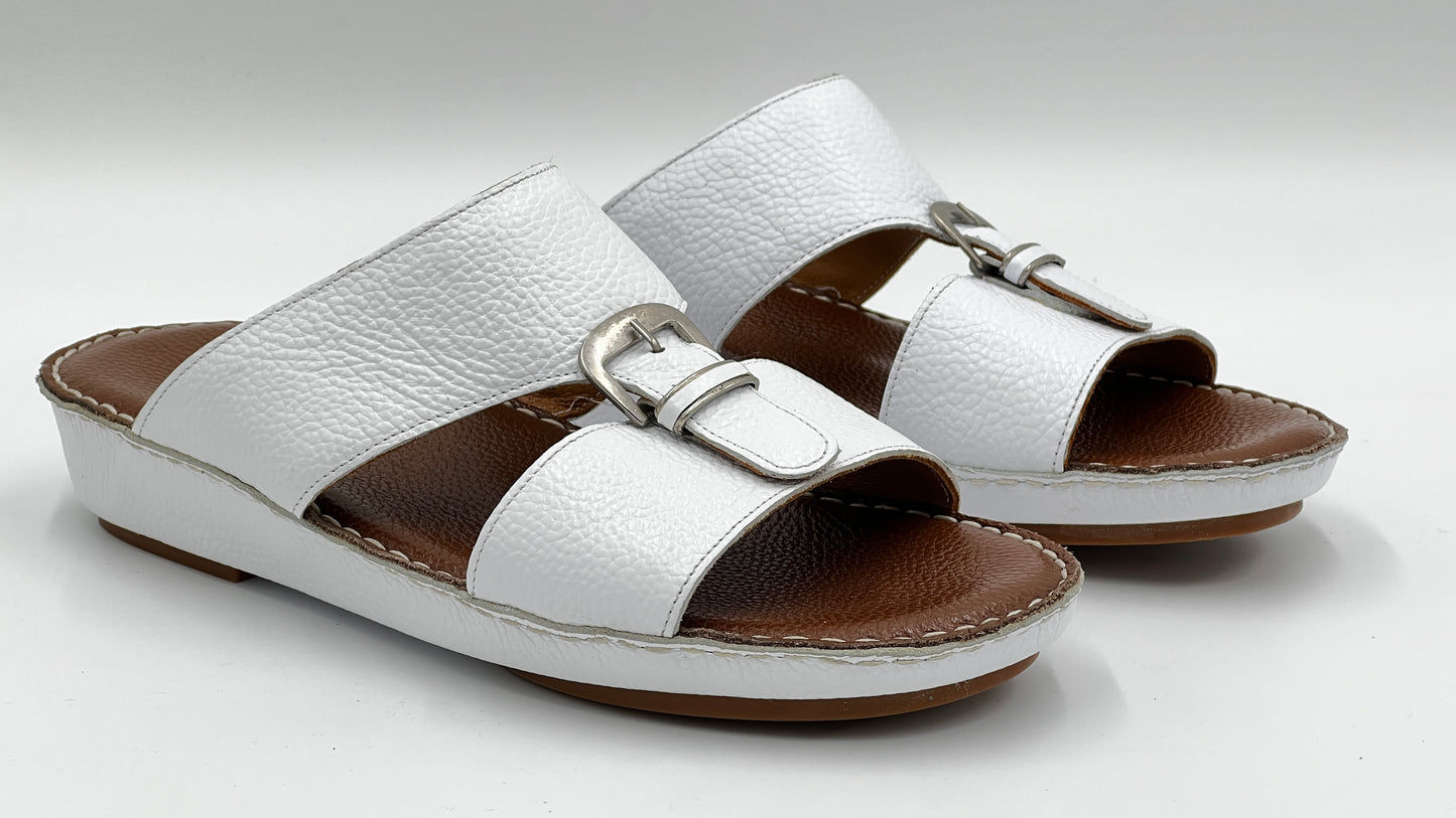 Pantuflas de piel blanca suave tejidas a mano SAND