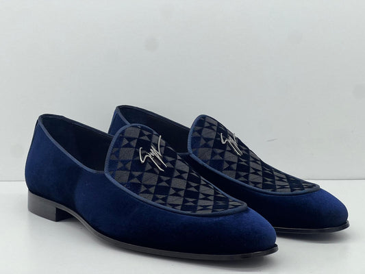 26057 Blue Velvet Loafer Leather Sole