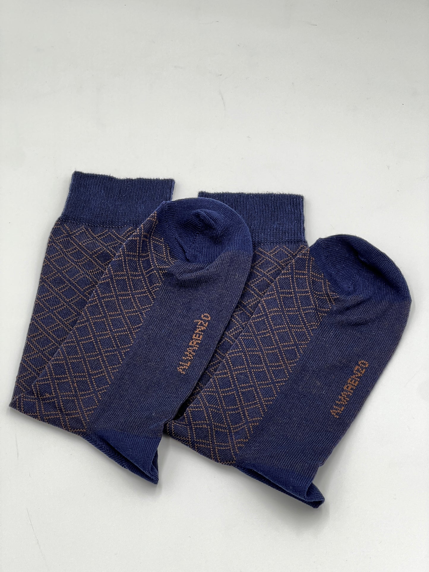 Navy & Tan Diamond Socks - Folded