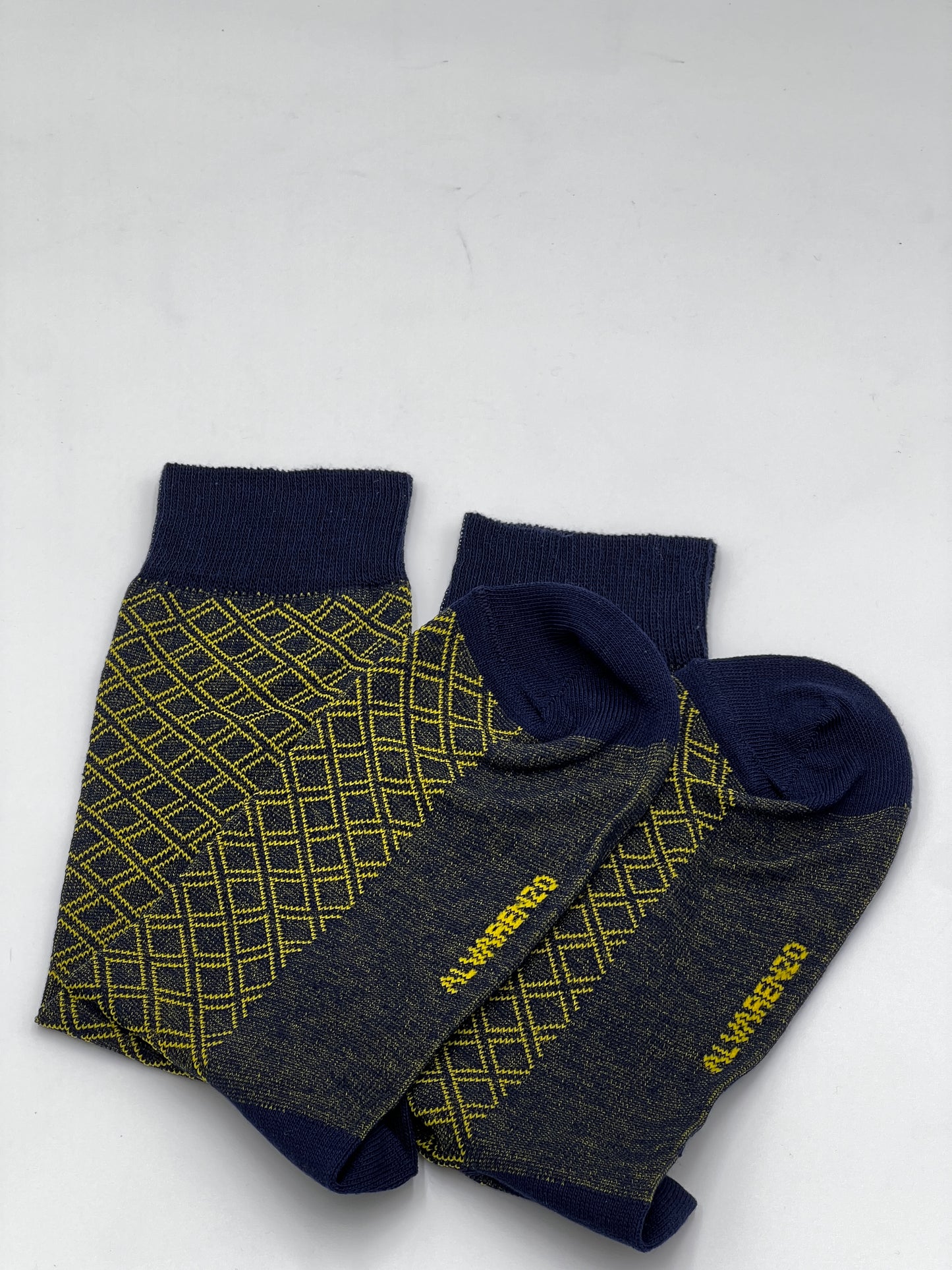 Navy & Lavender Diamond Socks - Folded