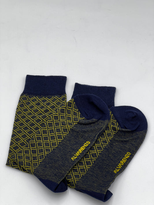 Navy & Lavender Diamond Socks - Folded