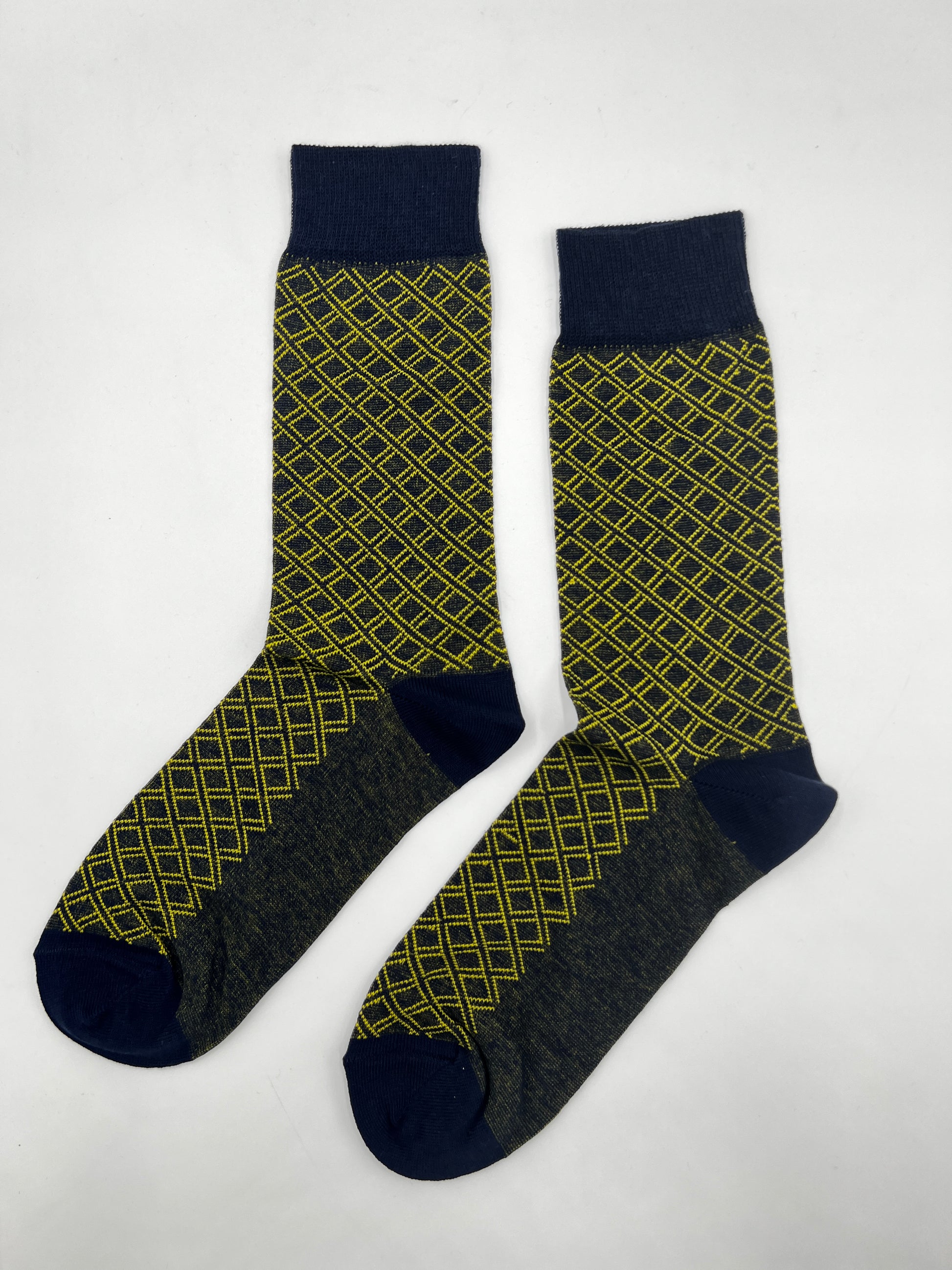 Dark Grey & Yellow Diamond Socks