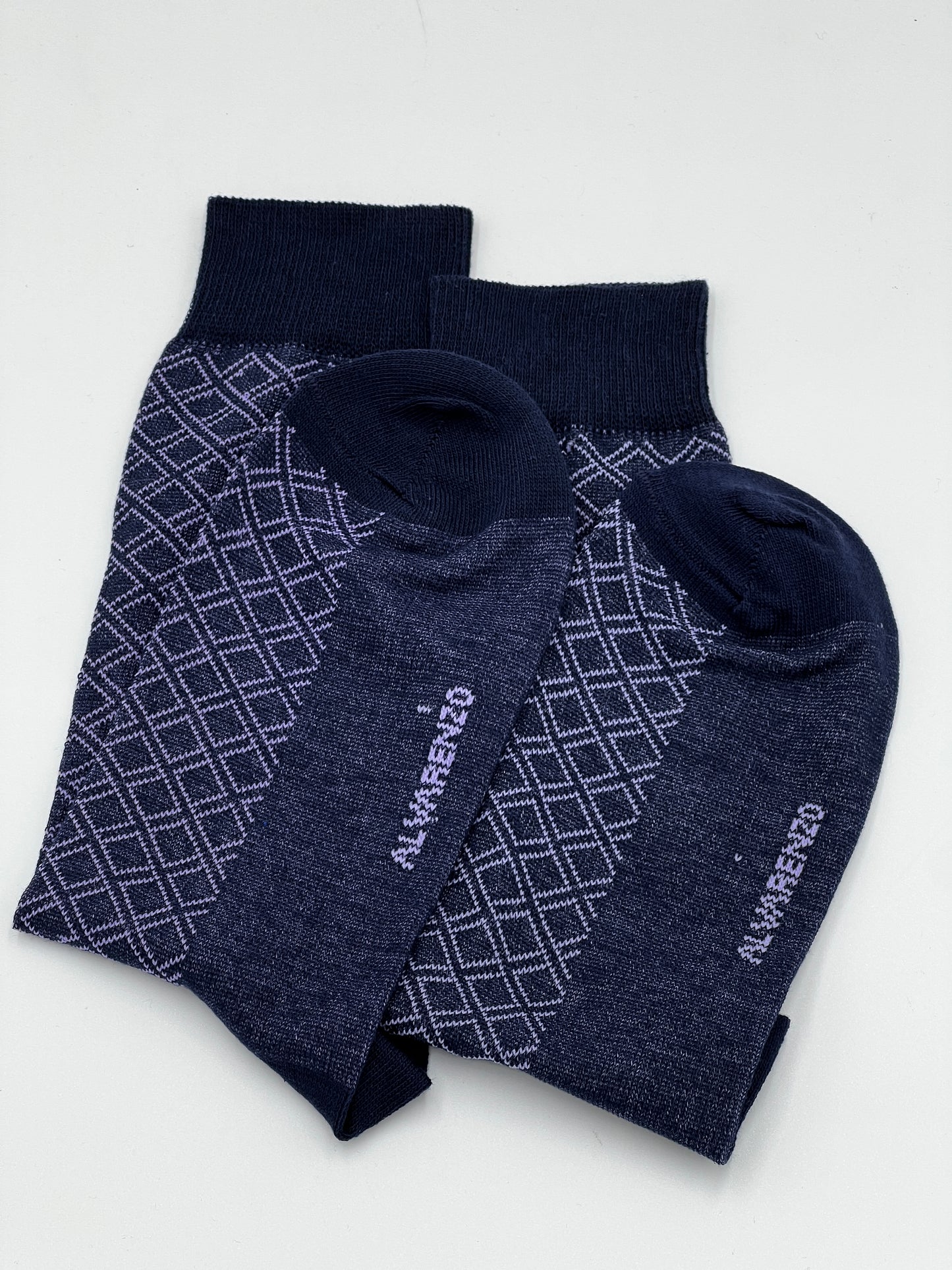 Navy & White Diamond Socks - Folded